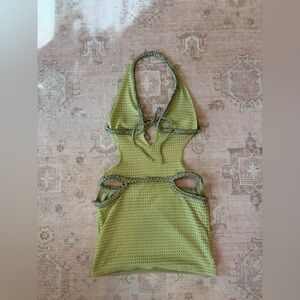 Green Crochet Halter Dress